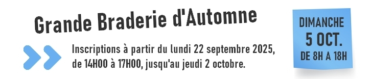 Grande braderie d'automne : Dimanche 5 octobre de 8h à 18h en centre-ville